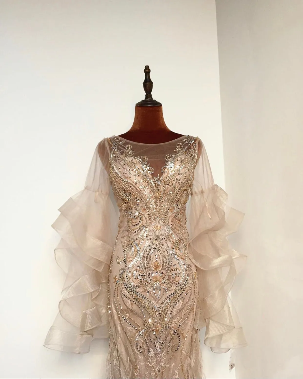 Gold Petal Sparkles Formal Dress