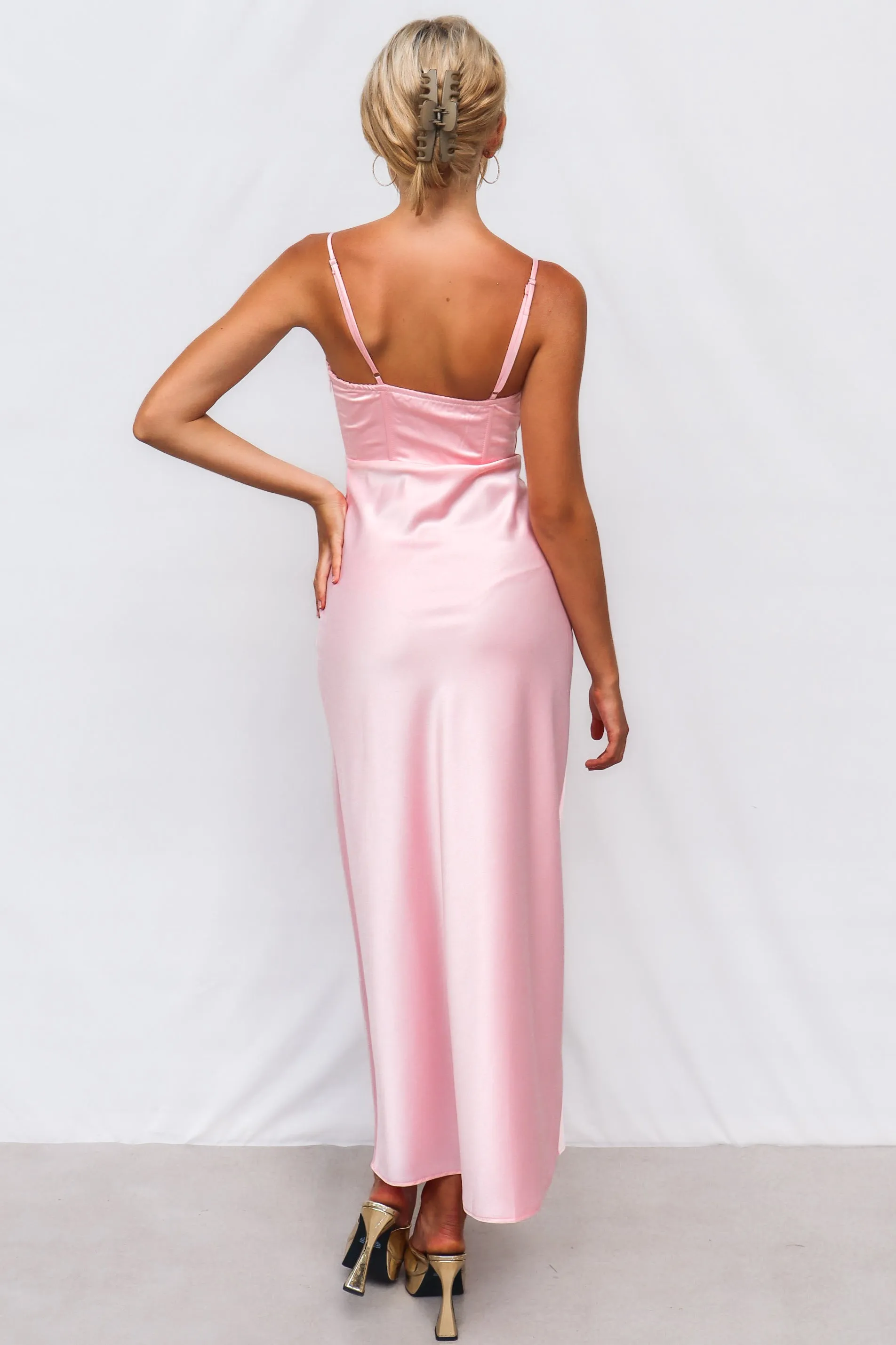 Kiki Satin Formal Dress - Blush Pink