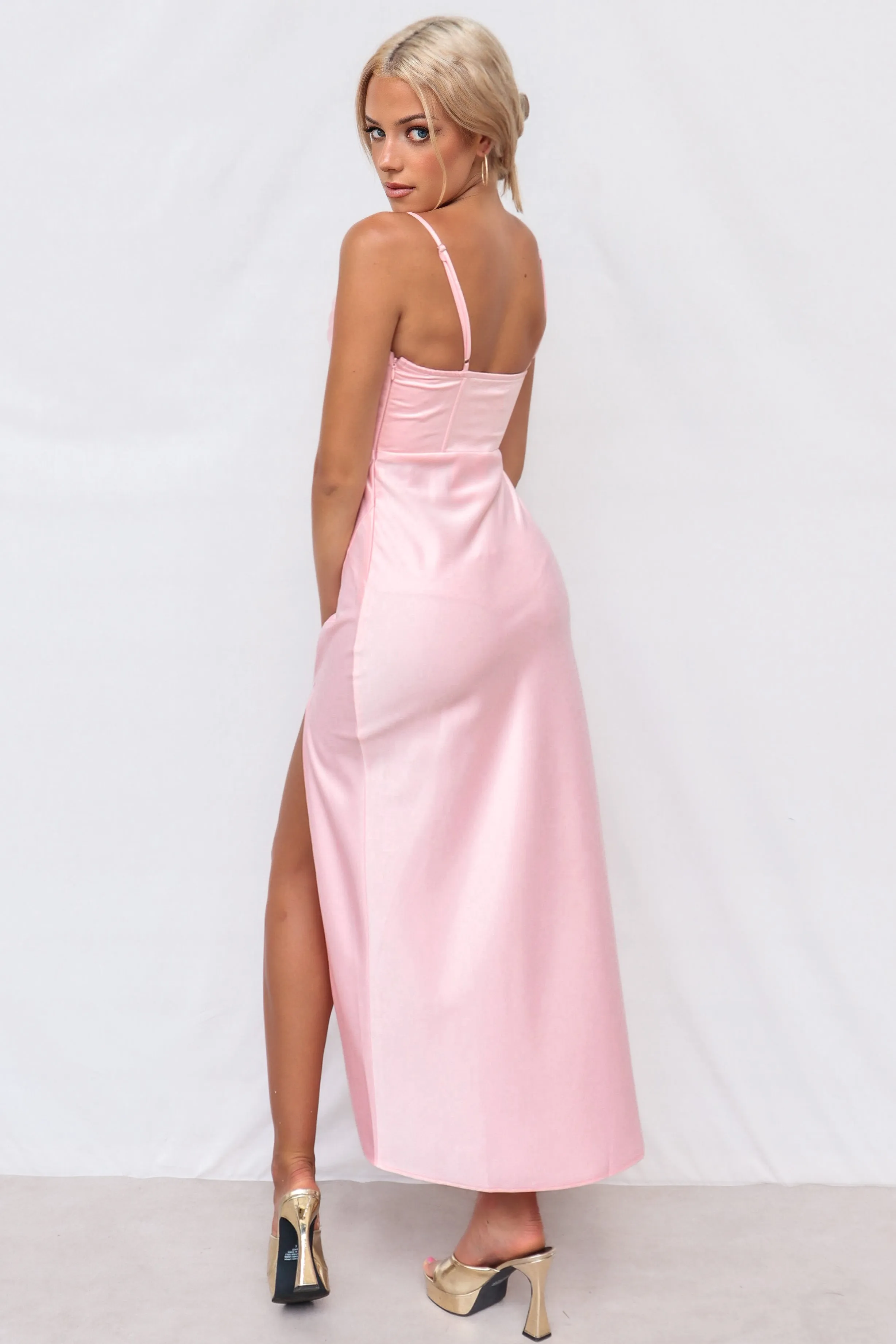 Kiki Satin Formal Dress - Blush Pink