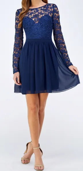 Lace Navy Formal Dress