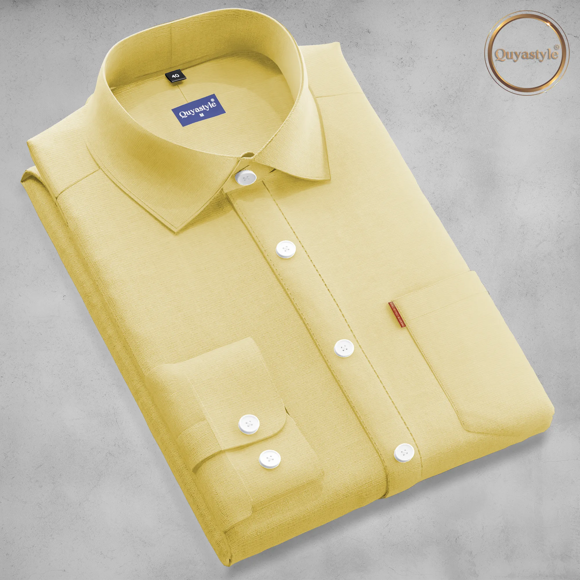 Lemon Stylish Mens Full Slevees Solid Formal Shirt