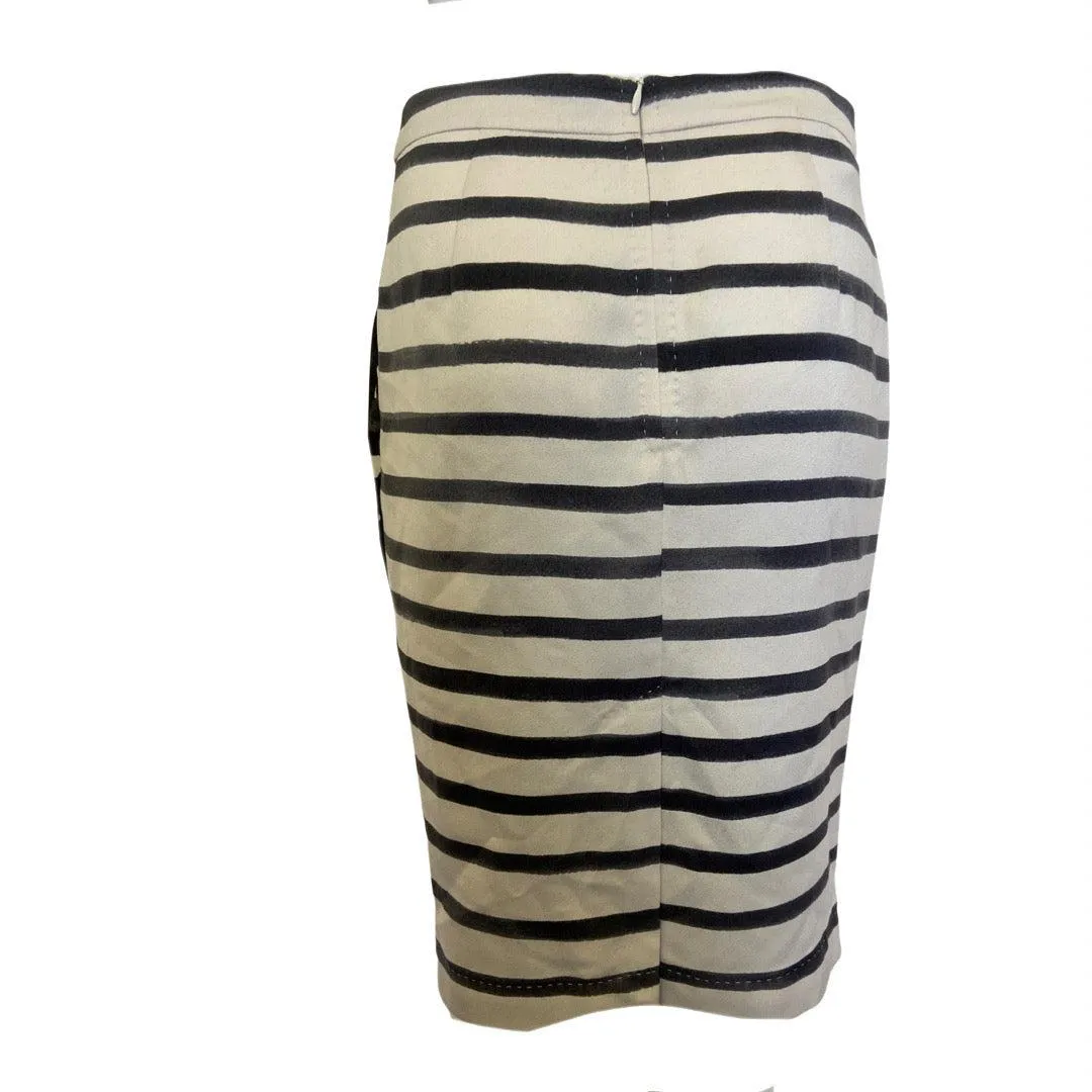 Moschino Cheap And Chic Pencil Knee Lenght Skirt Grey & Ivory Size: UK 6 | US 4