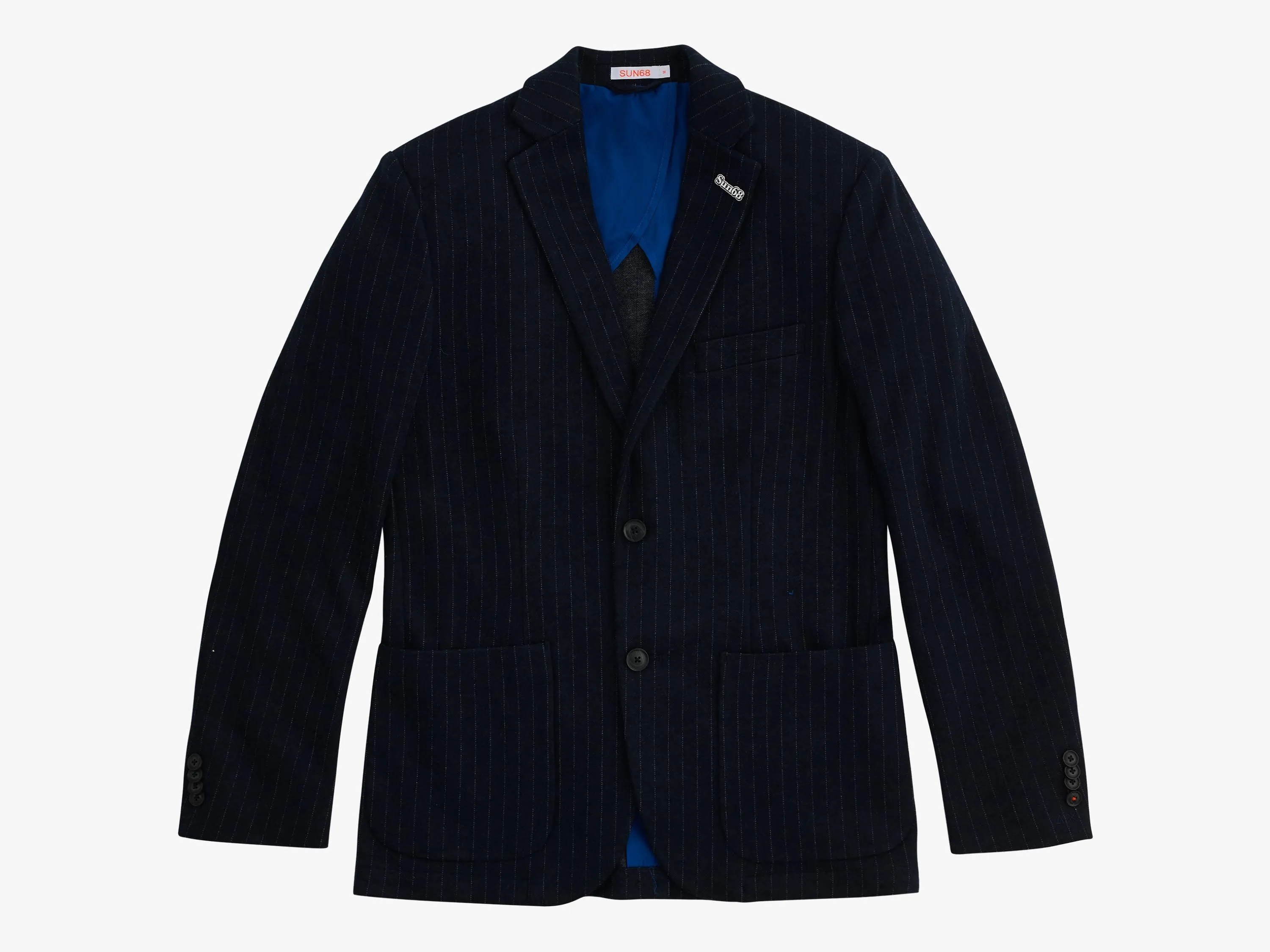 SUN68 Giacca Formal Jacket Blu Gessato J40102