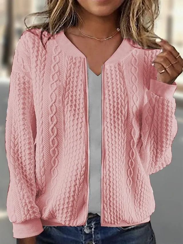 Women's Cozy Textured Zip Up Sweatshirt for Fall & Winter